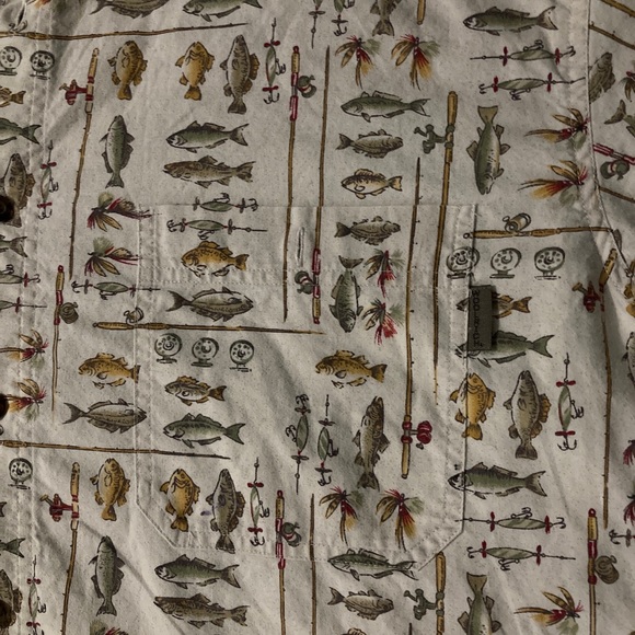 Men’s vintage Woolrich button down short sleeve shirt 2XL BirchFreshwater Fish - Picture 6 of 8